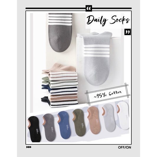 [Local Ready Stocks] Men's cotton socks shallow mouth boat and ankle socks | Deodorant | Sweat-absorbing cotton